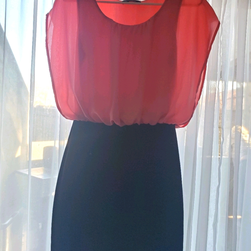 Coral and black dress